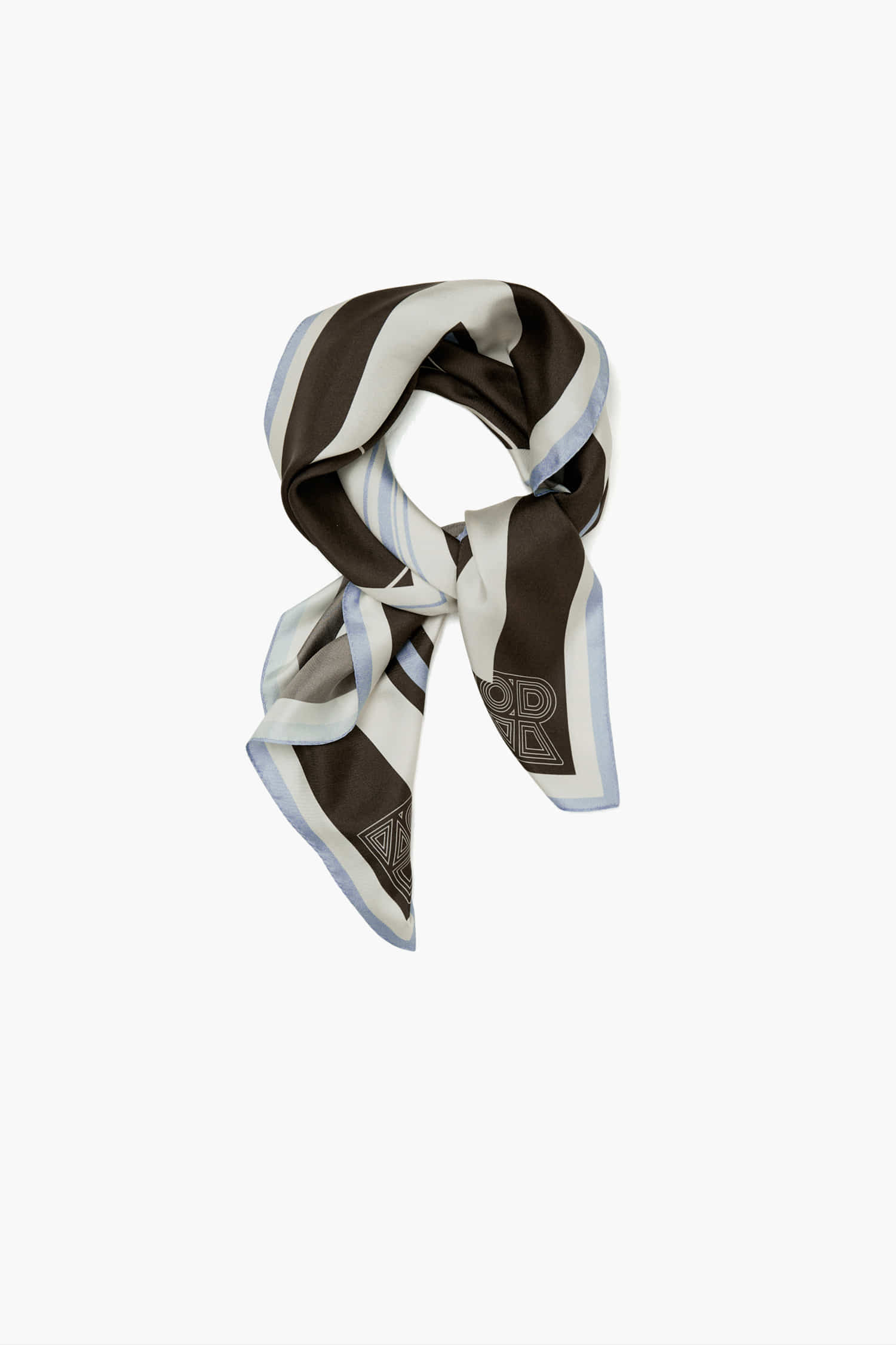 ENOR GRAPHIC SILK SCARF - BROWN