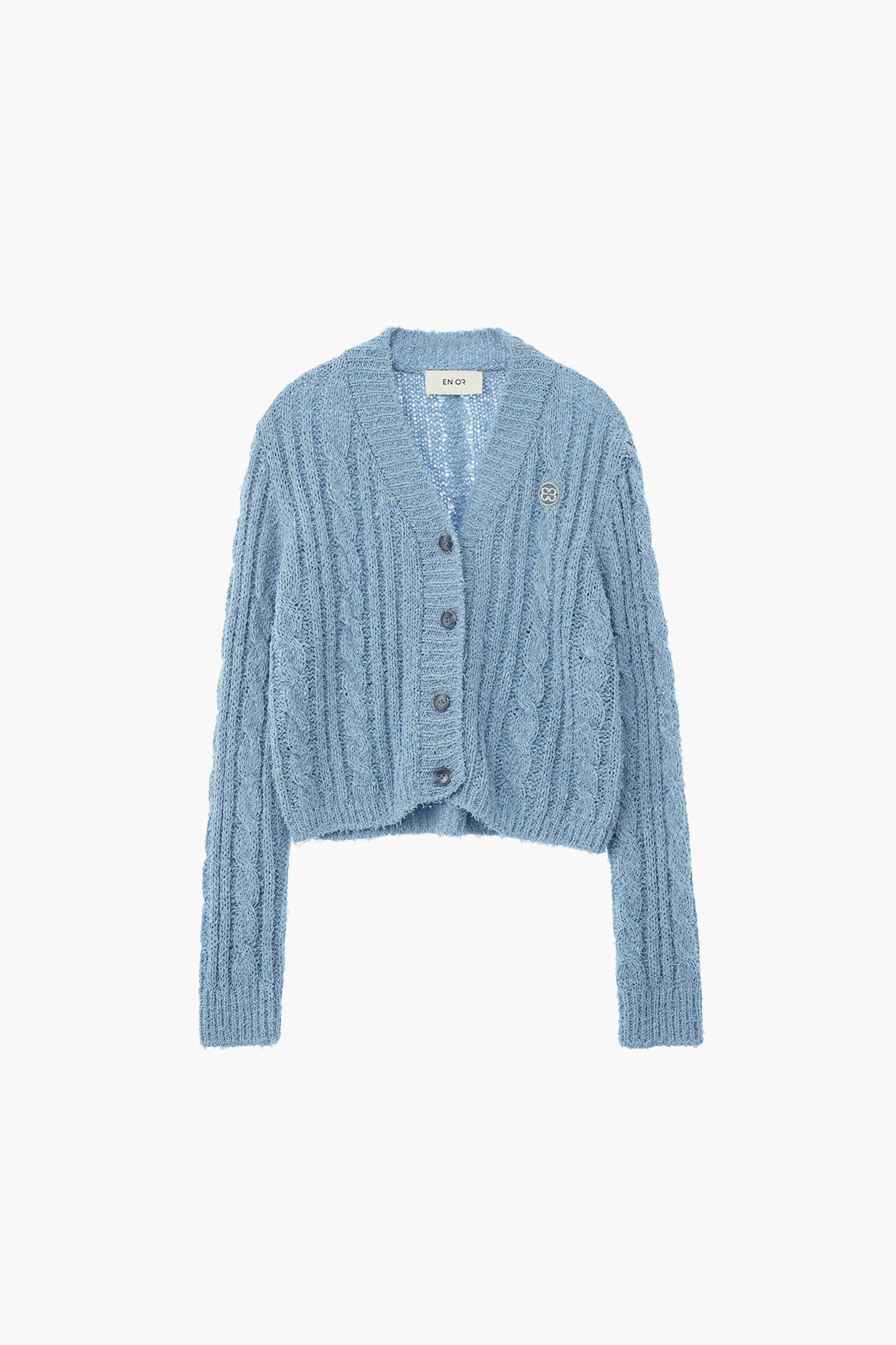 LOOSE KNITTED CABLE CARDIGAN - BLUE