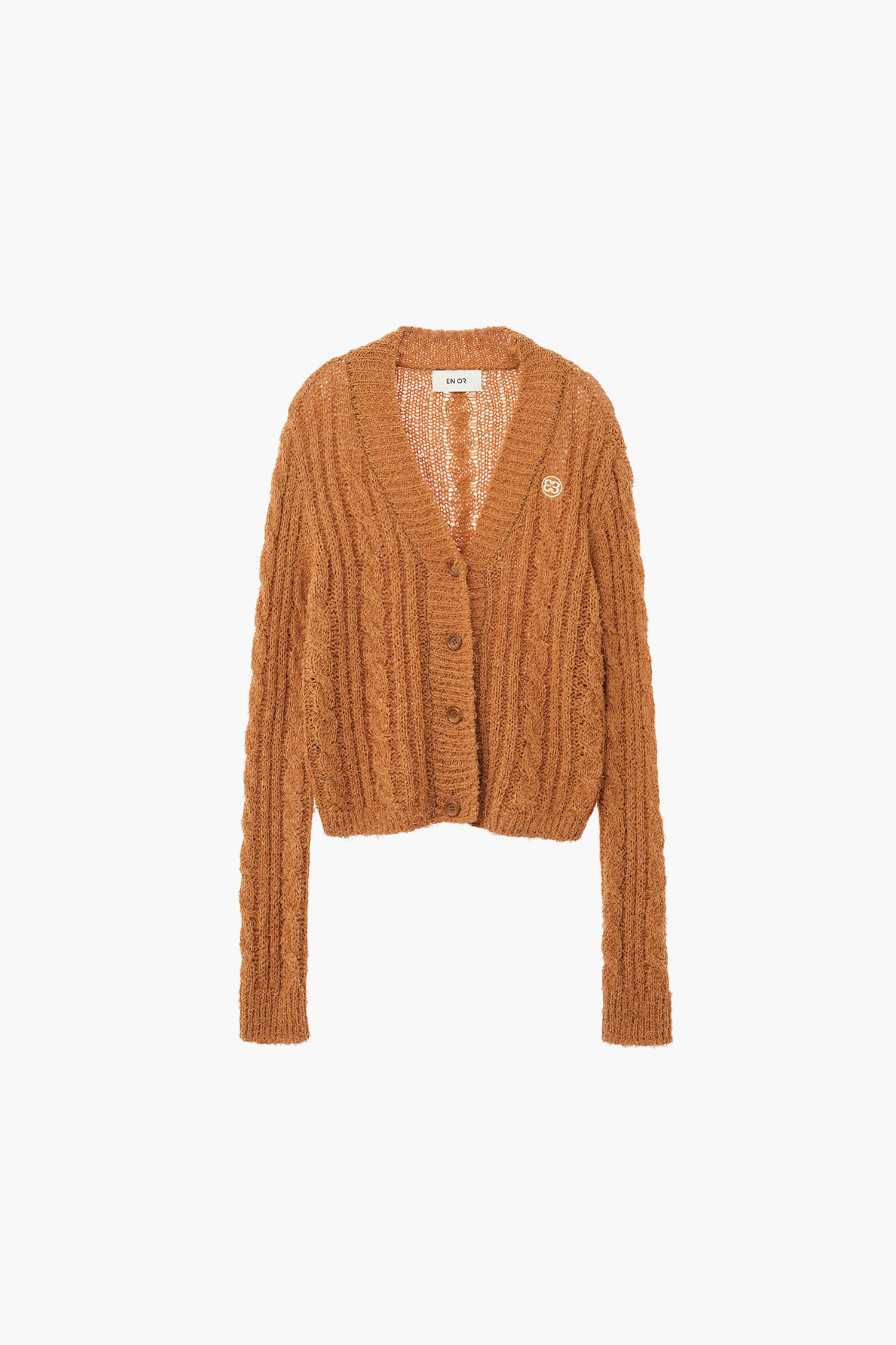 LOOSE KNITTED CABLE CARDIGAN - ORANGE