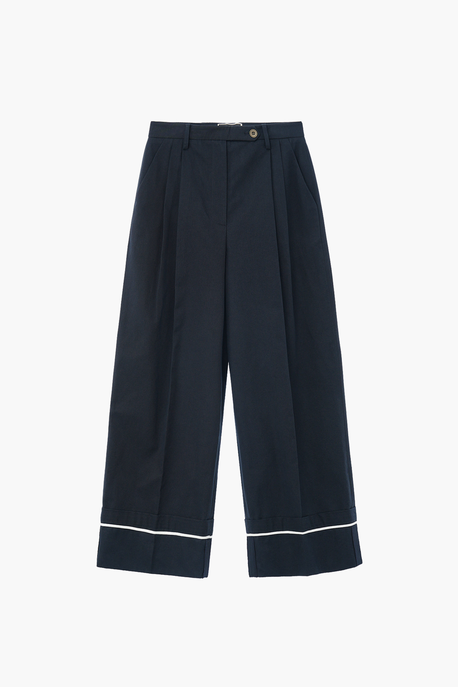ROLL-UP WIDE PANTS - NAVY
