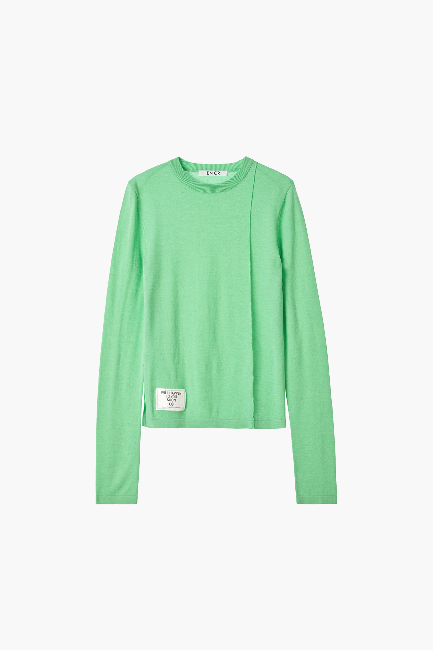 RIBBED NECK CUT OUT KNIT TOP - GREEN