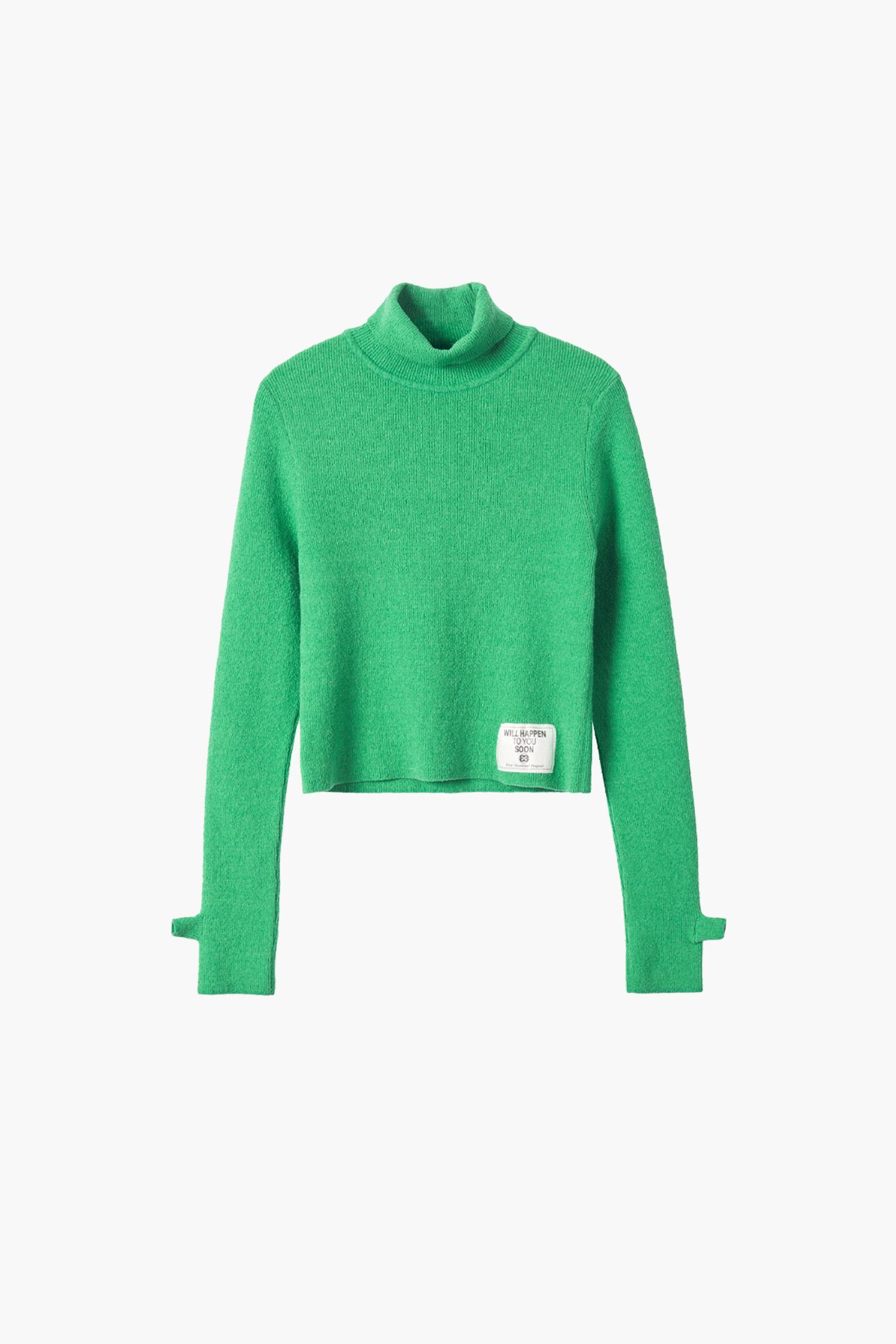 COTTON RIBBED LONG SLEEVE KNIT - GREEN