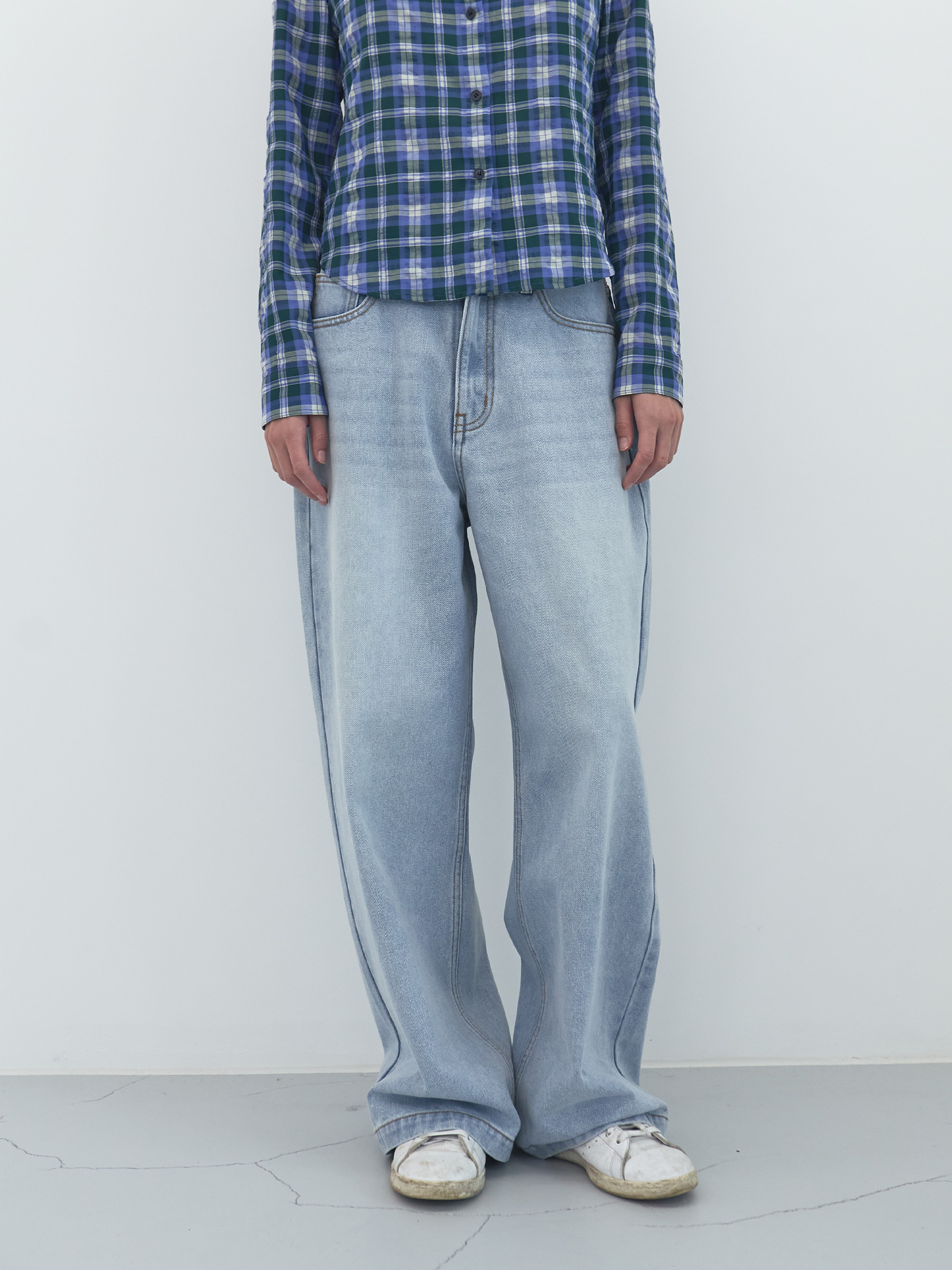 ◇ENZO BLUES◇ Vintage Wide Denim Pants Vintage Blue 기본 레이아웃 - Vintage Wide Denim Pants (Light Blue) - ENZO