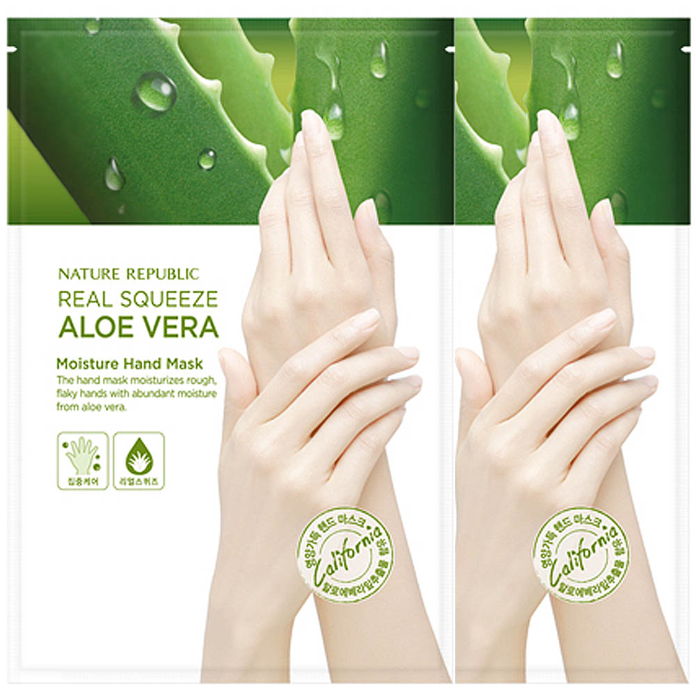 Nature Republic Real Squeeze Aloe Vera Moisture Hand Mask 14ml (2pcs)
