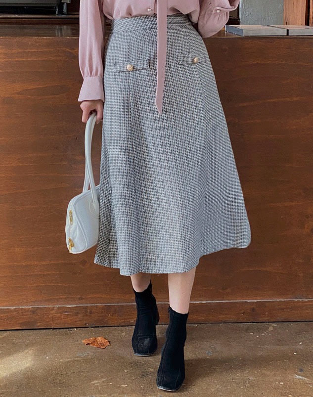 Coel long tweed skirt