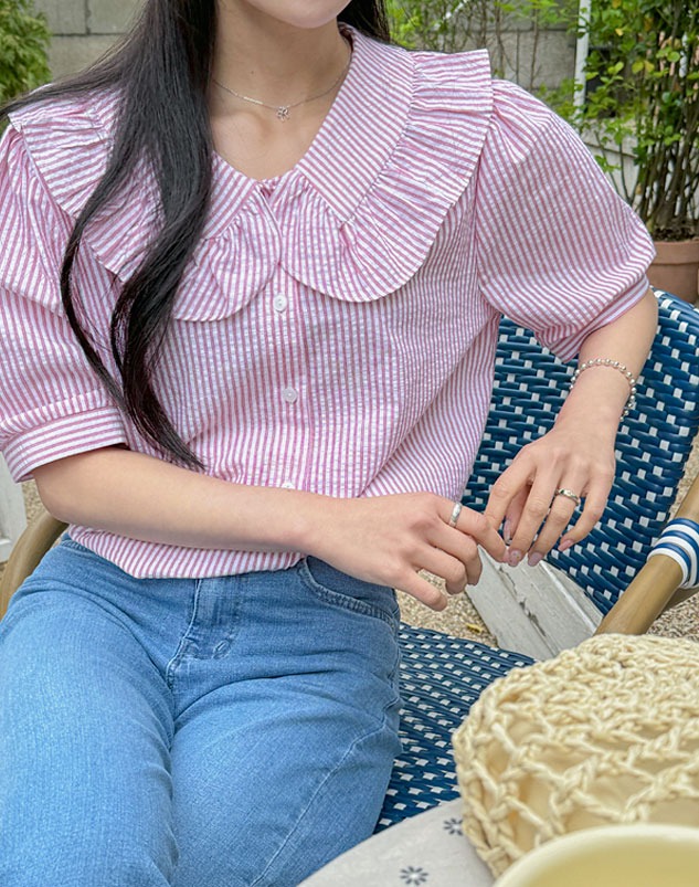a chalod frill striped blouse