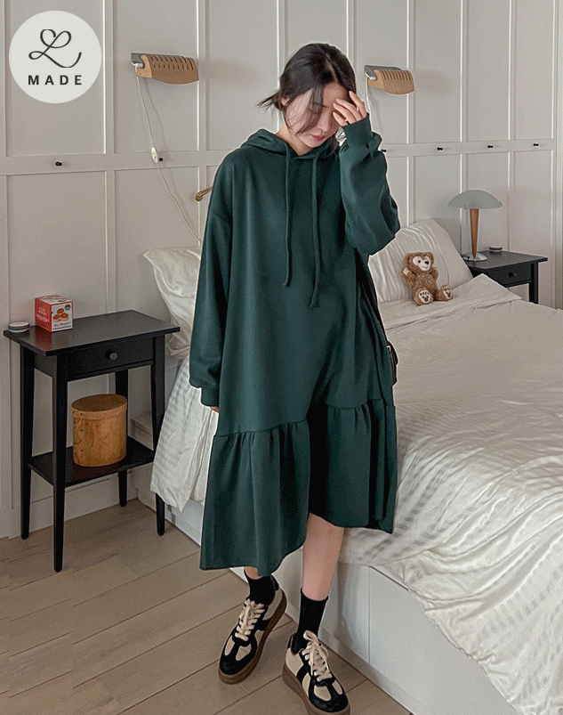 Heart Kung Loose Fit Hooded Long Dress LO0203