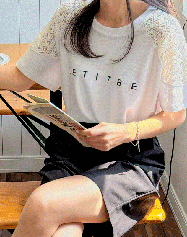 Let it bea刺绣蕾丝T恤
