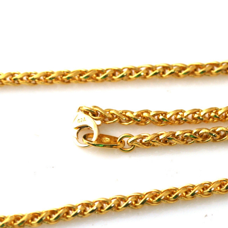 24K solid gold Lope chain necklace 26 inch - estherleejewel.com