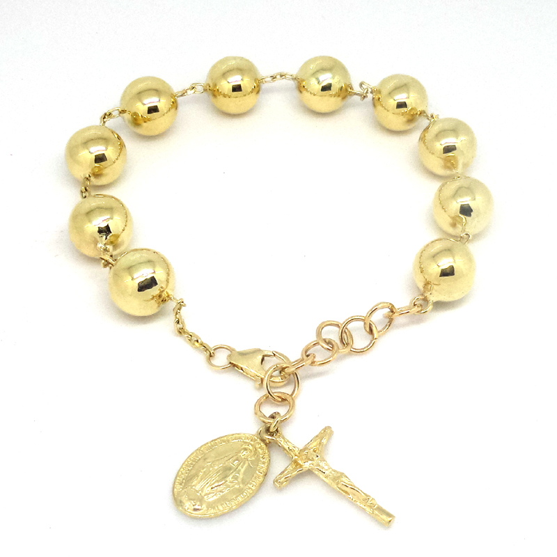 18K Yellow Gold Rosary Bracelet Bracelet With Religious Charms Italian  Jewelry Gift for Him and for Her italian Gold Design - Etsy