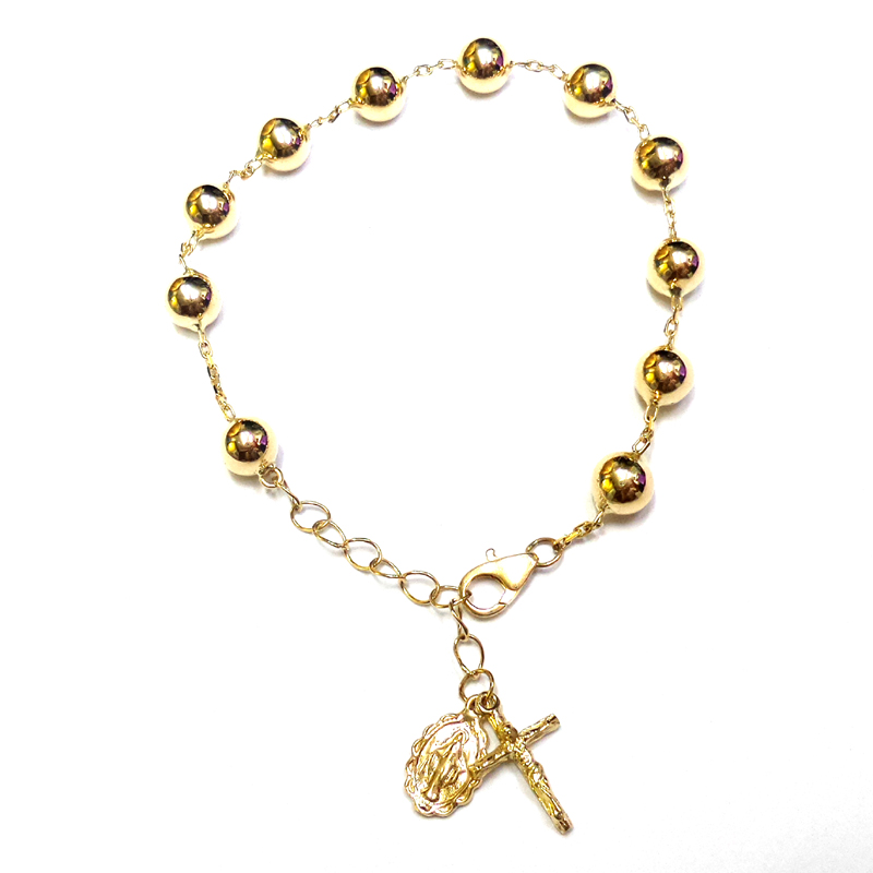 Macys Tricolor Rosary Bracelet in 10K Gold White Gold  Rose Gold   Macys