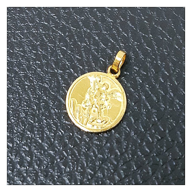 24k solid gold Saint Michael pendant