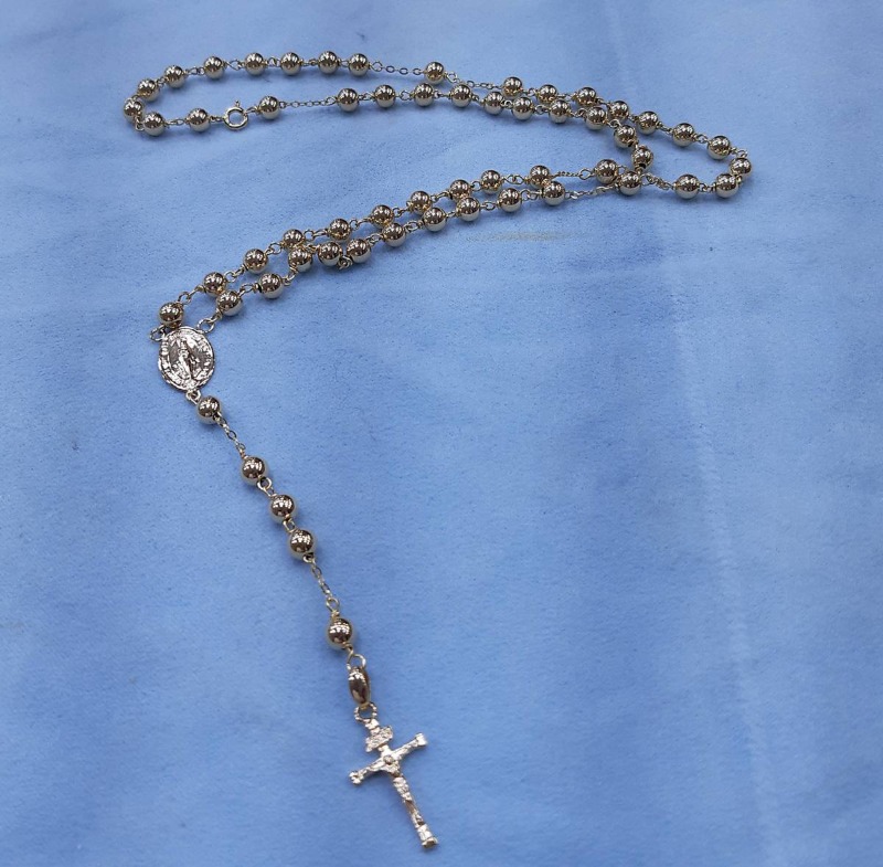 10k 14k gold rosary necklace 5mm ball