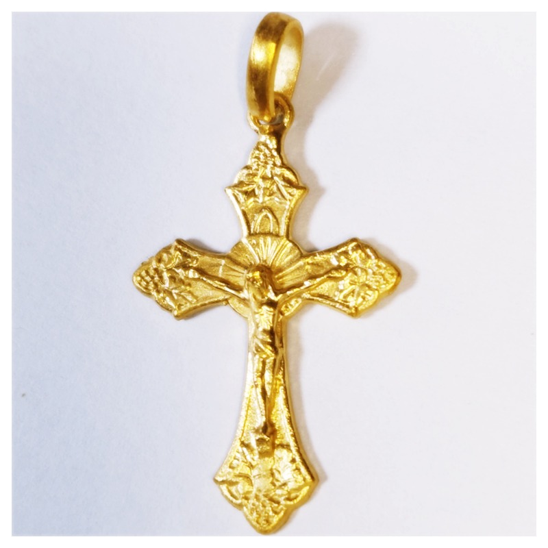 Orthodox Silver cross pendant, 24K Gold Plated crucifix cross...