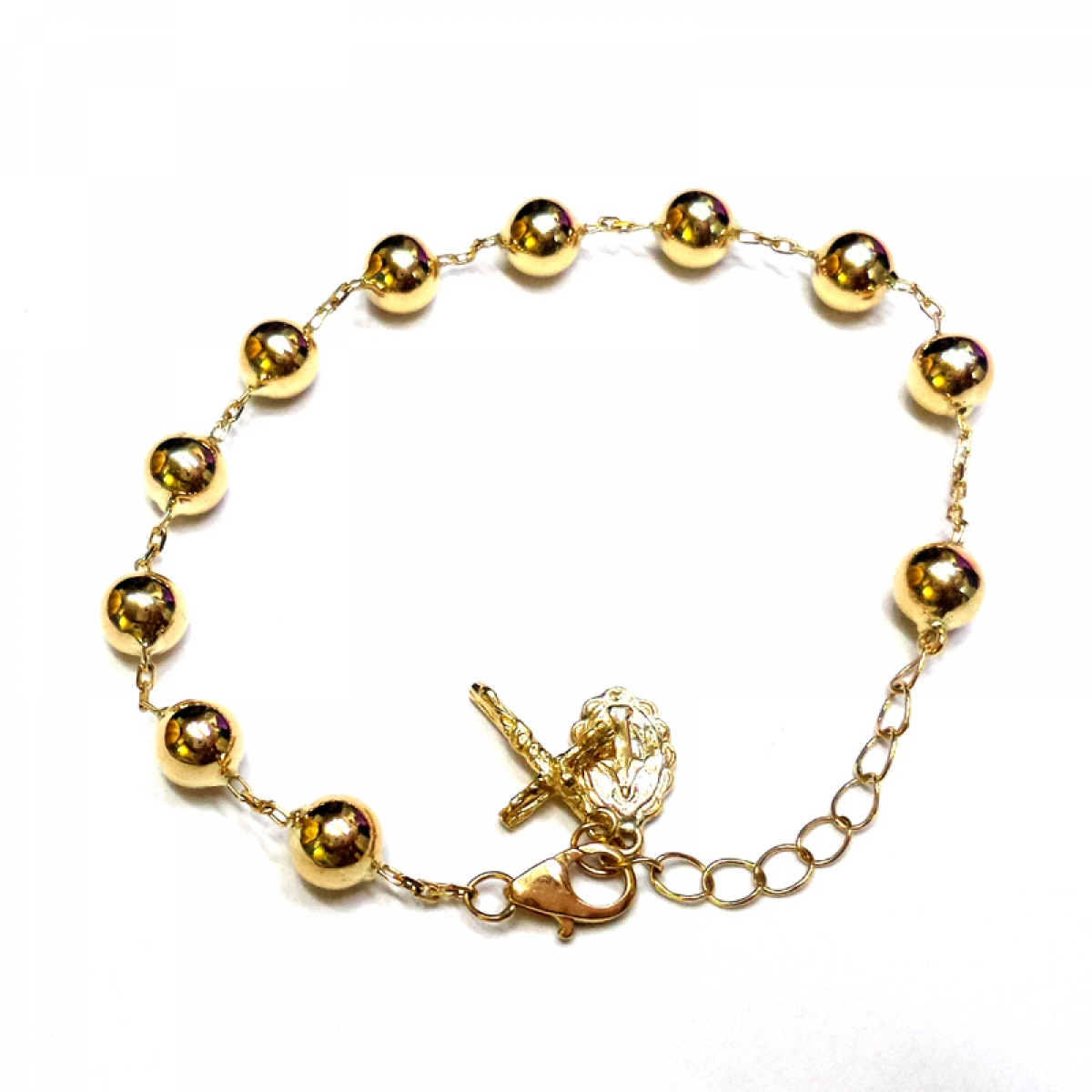 14k solid gold rosary bracelet 9mm ball