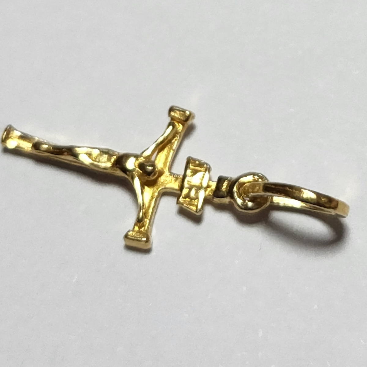Christian Cross Necklace - Men Pendant In Yellow Gold