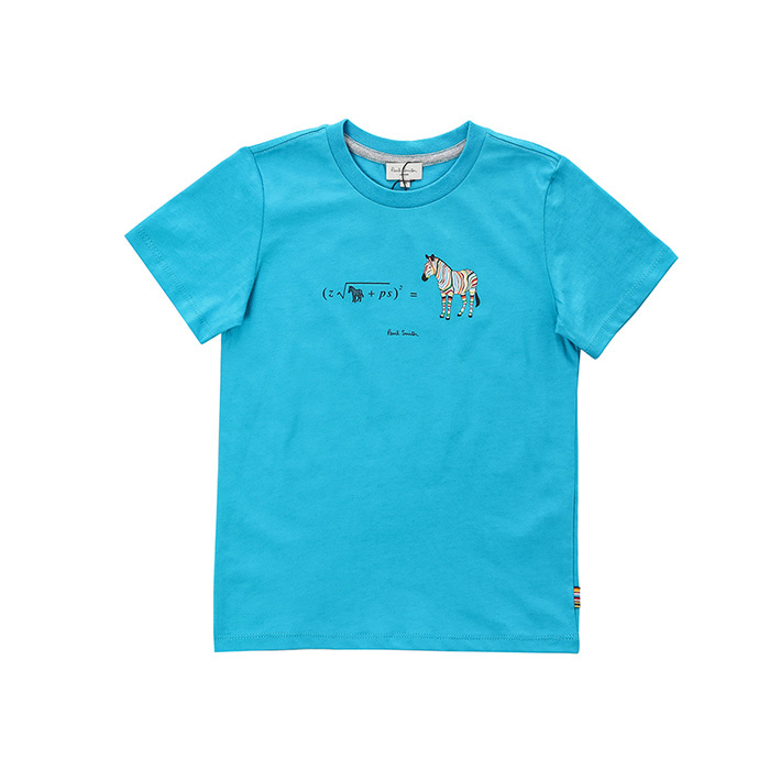 폴스미스 키즈 컬러지브라 프린트 라운드 티셔츠 (스카이블루, 4세~6세)5Q10512 430