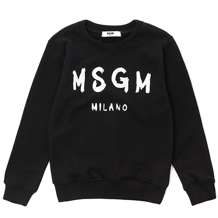 MSGM 키즈 시그니처 밀라노 로고페인팅 맨투맨 티셔츠 (블랙, 12세~14세-성인여성가능)022684 110