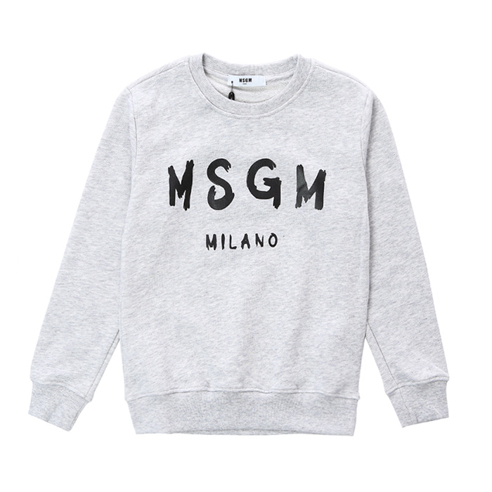 MSGM 키즈 시그니처 밀라노 로고페인팅 맨투맨 티셔츠 (그레이, 4세~10세)022684 101