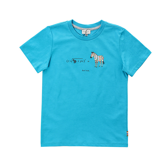 폴스미스 키즈 컬러지브라 프린트 라운드 티셔츠 (스카이블루, 8세~12세)5Q10512 430