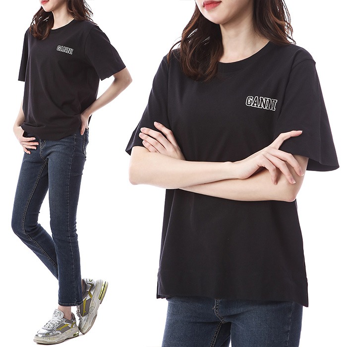 가니 시그니처 로고프린트 여성 라운드 티셔츠 (블랙)T2917 099