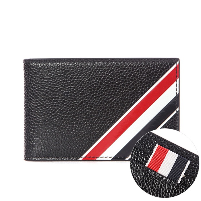 톰브라운 트리플 다이애그널패치 페블레더 ID &amp; 카드 지갑 (블랙)MAW086A 00198 001