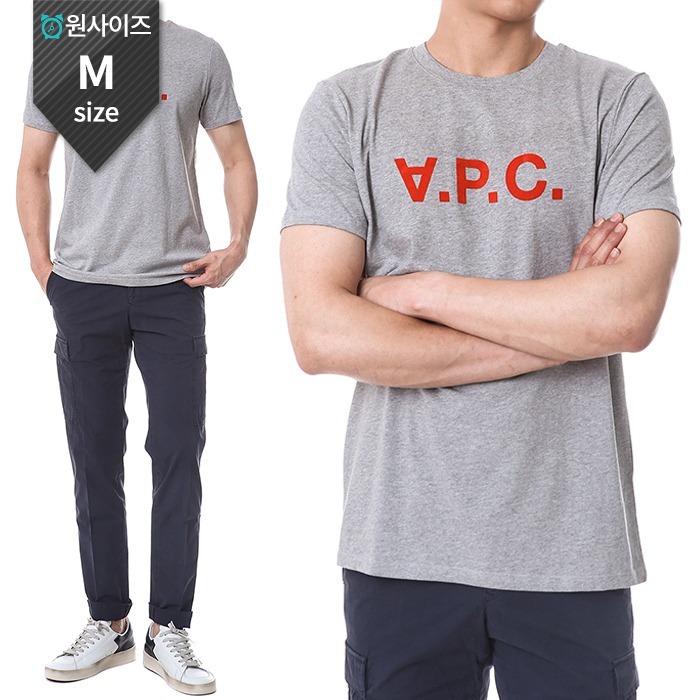 아페쎄 &#039;VPC&#039; 벨루어 로고패치 라운드 티셔츠 (그레이)COEZB H26943 TPB