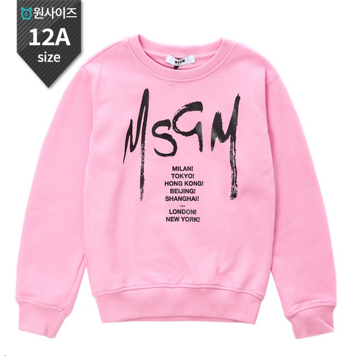 MSGM 키즈 시티타이포 로고프린트 맨투맨 티셔츠 (핑크, 12세~14세-성인여성가능)022082 042