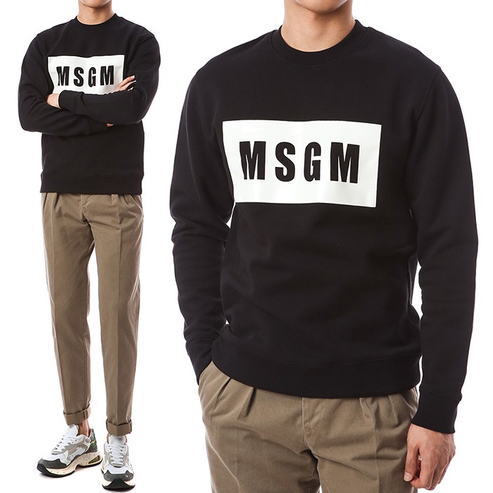 [핫딜]MSGM 엠보 스퀘어로고패치 기모 맨투맨 티셔츠 (블랙)2940MM163 99