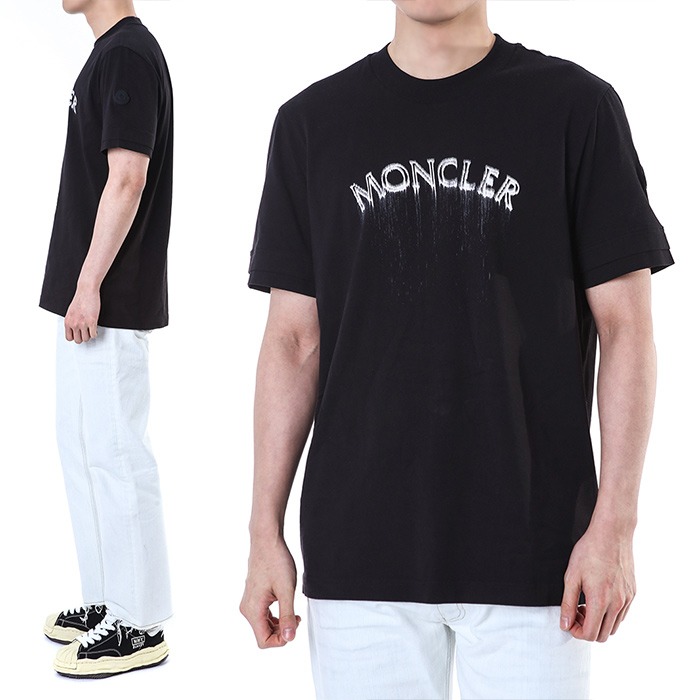 몽클레어 매트블랙로고패치 플로우 로고프린트 라운드 티셔츠 (블랙)8C00002 89A17 999