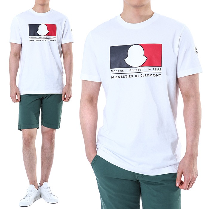 몽클레어 로고패치 시그니처 트리플 모티브 프린트 라운드 티셔츠 (화이트)8C00019 8390T 002