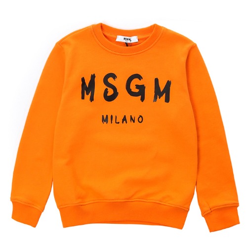 MSGM 키즈 시그니처 밀라노 로고페인팅 맨투맨 티셔츠 (오렌지, 12세~14세-성인여성가능)022684 030