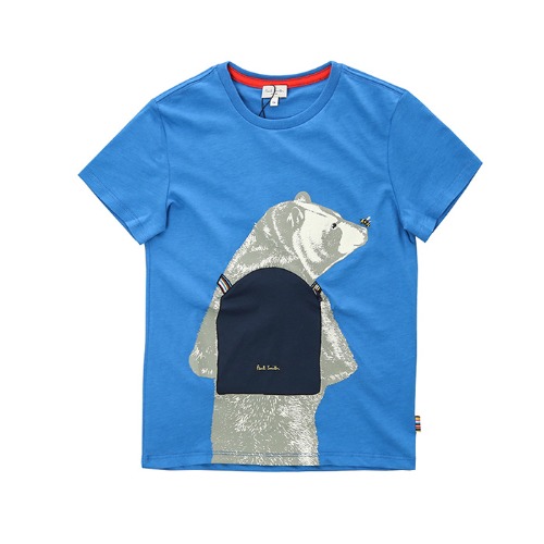 폴스미스 키즈 입체백팩 베어프린트 라운드 티셔츠 (블루, 4세~6세)5Q10642 452