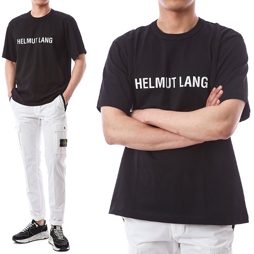 헬무트랭 심플 로고 프린트 라운드 티셔츠 (블랙)L09HM523 001