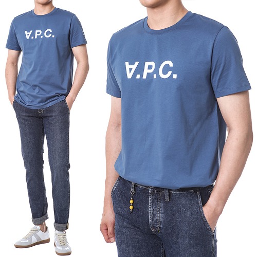 아페쎄 &#039;VPC&#039; 벨루어 로고패치 라운드 티셔츠 (블루)COBQX H26943 IAF