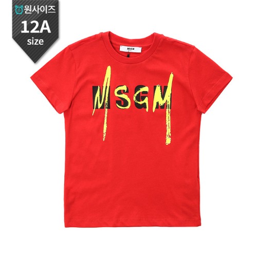 MSGM 키즈 네온 더블로고프린트 라운드 티셔츠 (레드, 12세~14세)022088 040