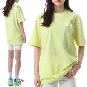 요지야마모토 Y-3 &#039;M CL C TEE&#039; 시그니처 로고패치 여성 라운드 티셔츠 (옐로우)FR9504