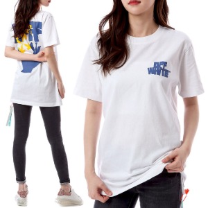 오프화이트 벨루어 더블 애로우패치 여성 라운드 티셔츠 (슬림핏-화이트)OMAA027R 21JER005 0140