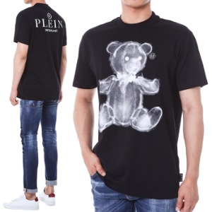 필립플레인 실버로고패치 홀로그램 테디베어 라운드 티셔츠 (블랙)MTK5612 PJY002N 02