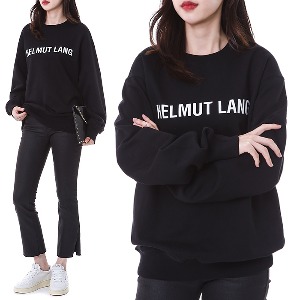 헬무트랭 심플 로고 프린트 여성 맨투맨 티셔츠 (블랙)L09HM522 001