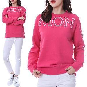 몽클레어 로고패치 시그니처 레터링 여성 기모 맨투맨 티셔츠 (핑크)8G00029 809KX 520