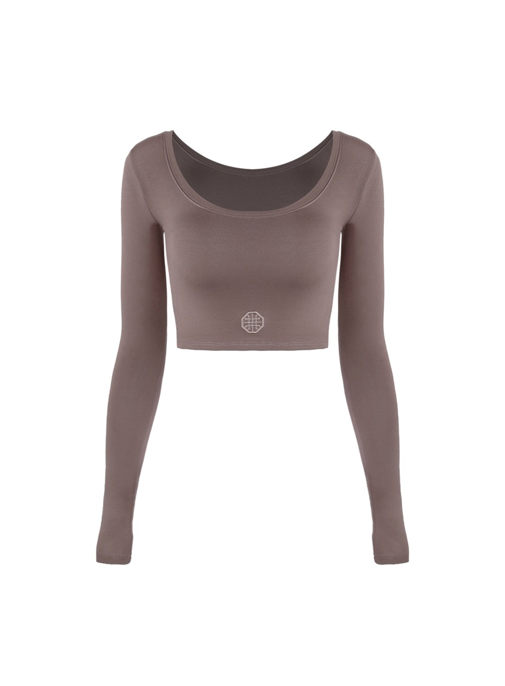 Scoop Neck Jersey Long Sleeve - Taupe