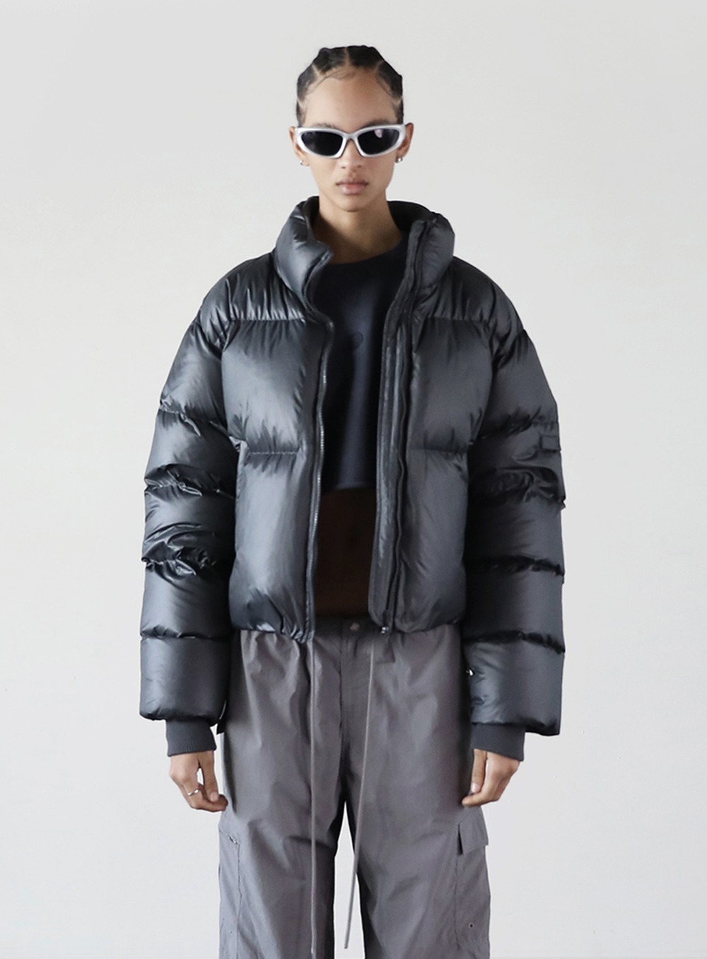 The Cropped Down Puffer - Steel