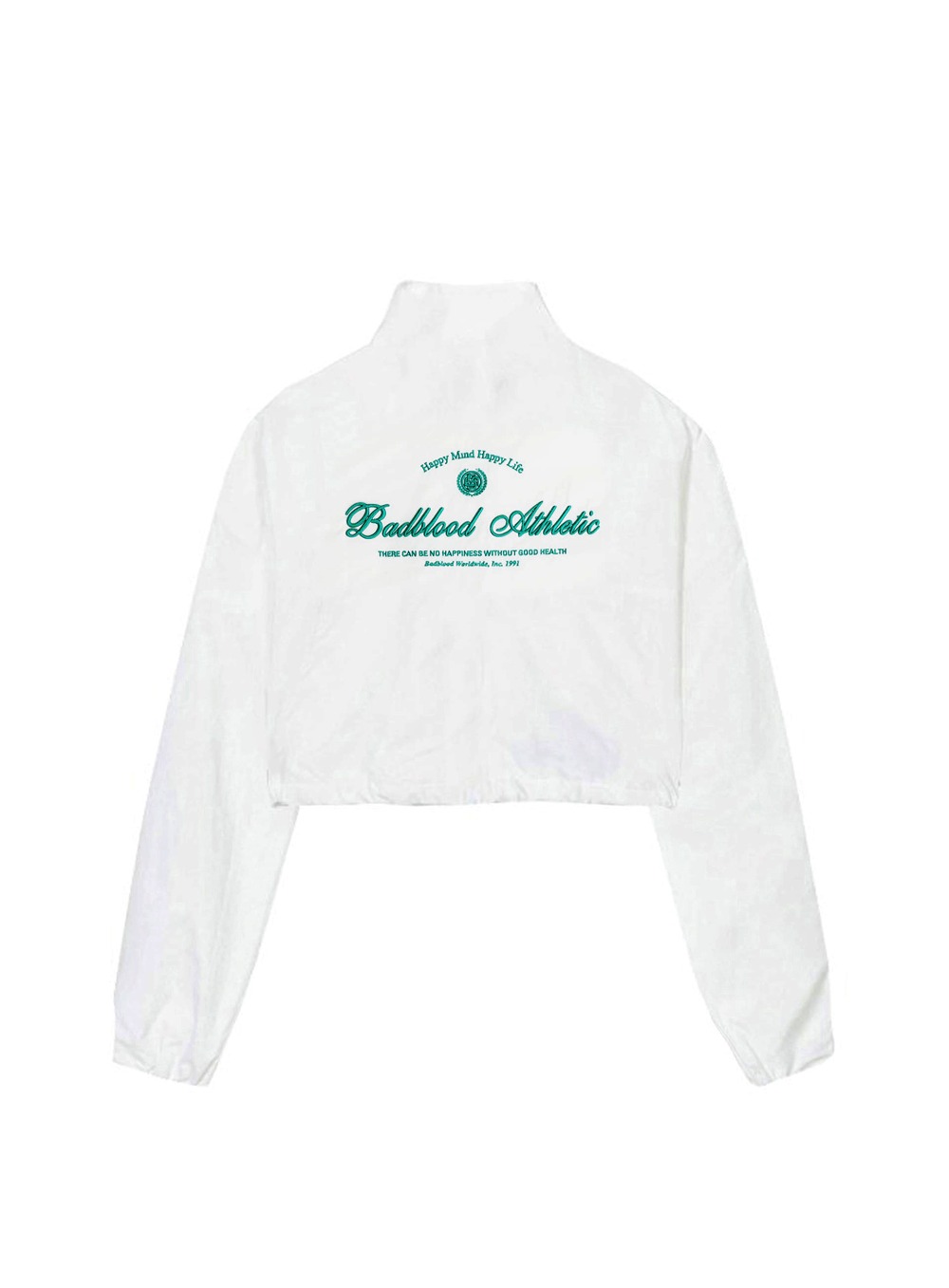 로렐 클래식 우븐 크롭 재킷 - 그린 로고
