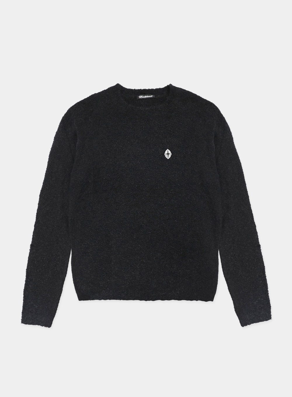 부클 슬림 스웨터 - 블랙