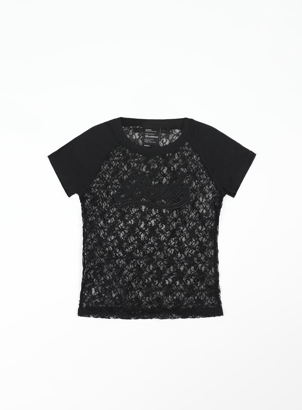 셀레나 레이스 콘트라스트 티셔츠 - 블랙
