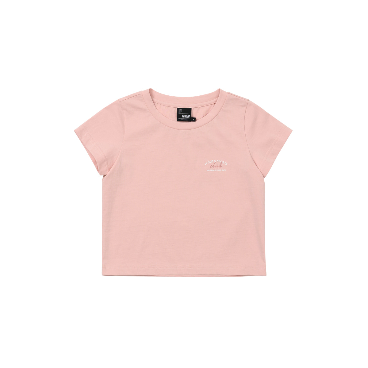 포인트 크롭 티셔츠 - 살몬 핑크