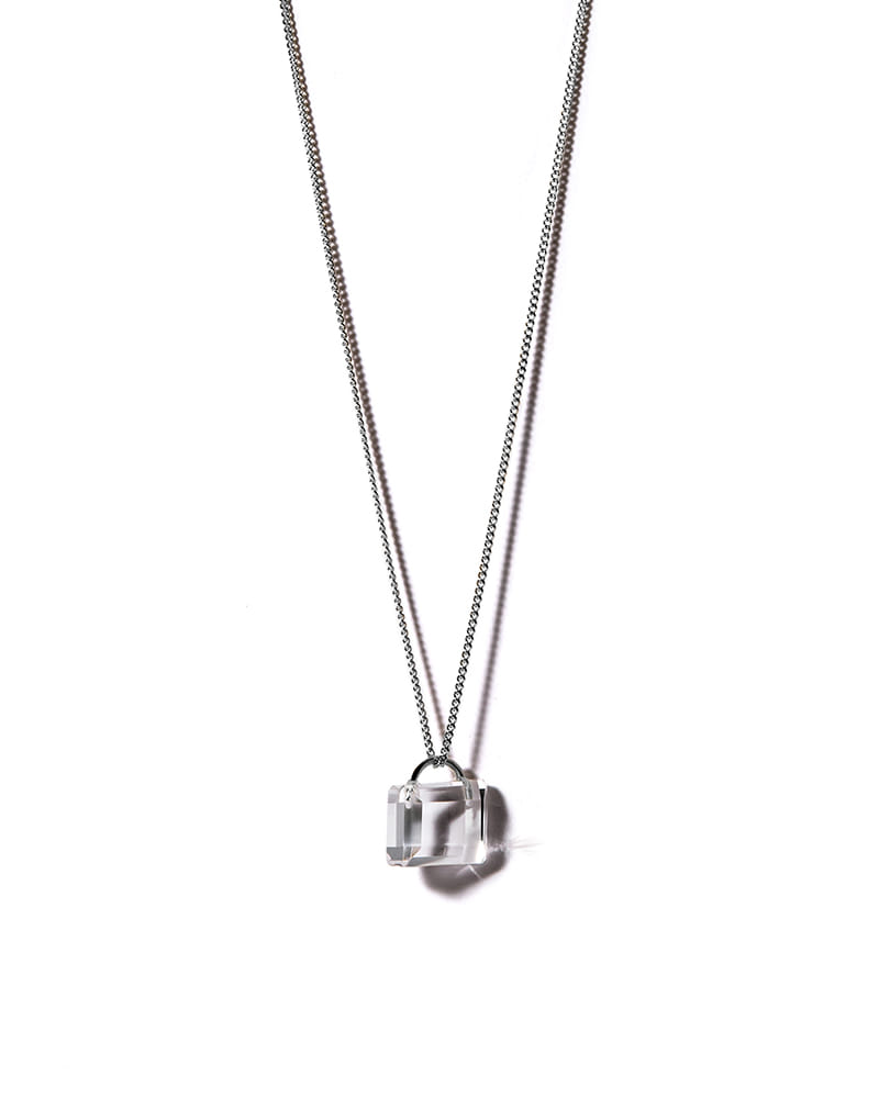 COLORLESS PADLOCK SILVER NECKLACE