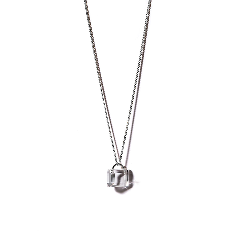 COLORLESS PADLOCK SILVER NECKLACE