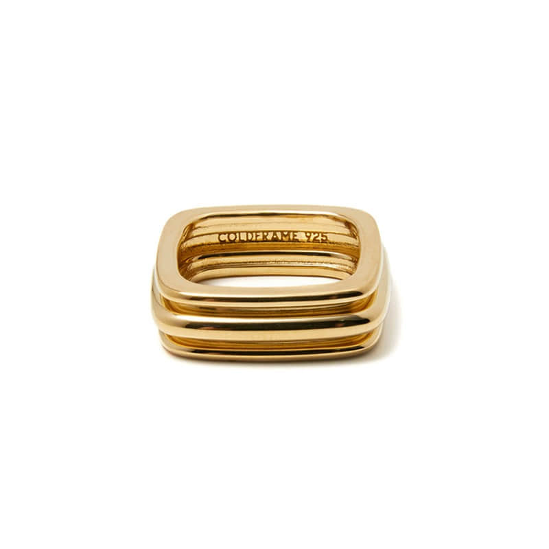 GOLD SQUARED POTTERY VESSEL RING